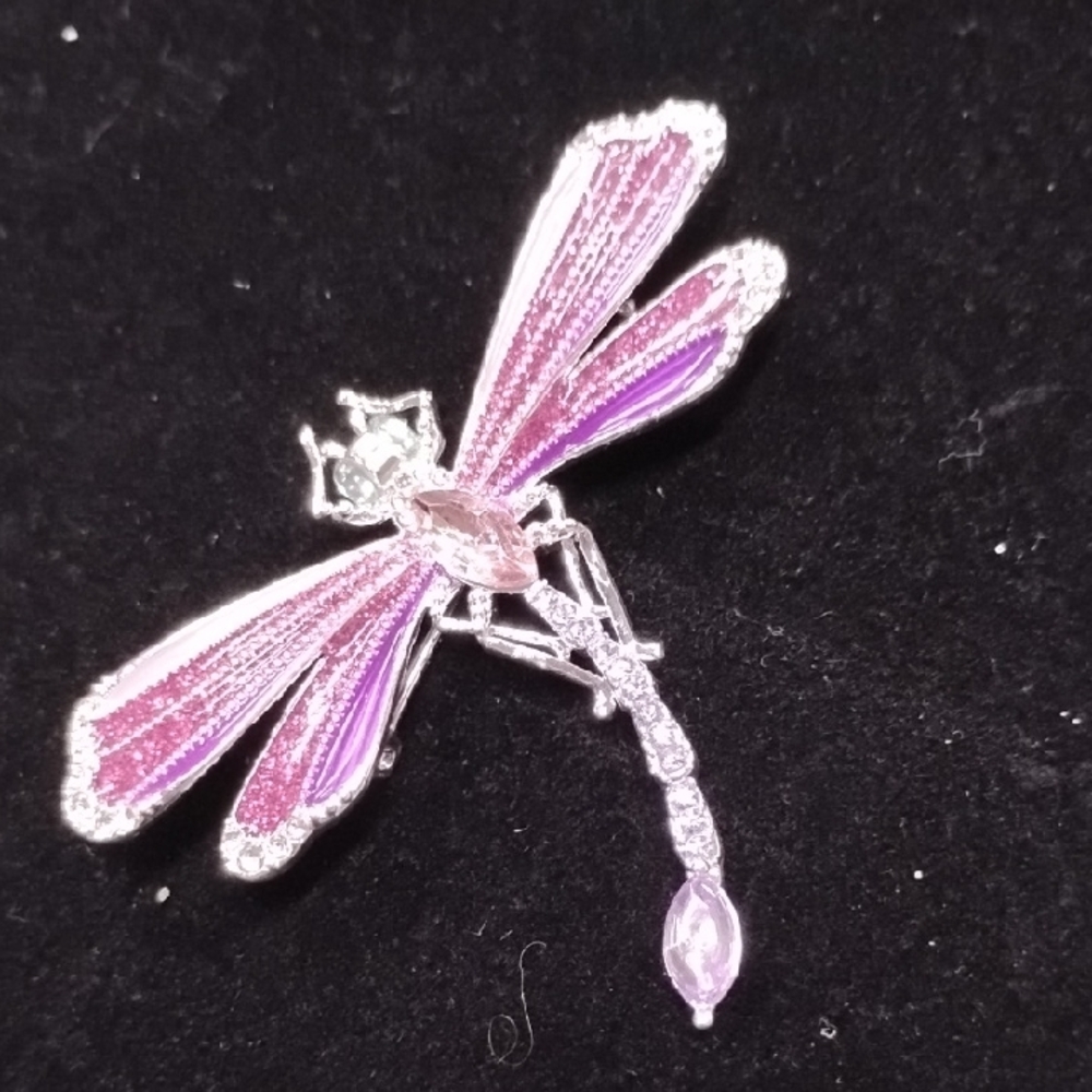 Napier Pink and Silver Dragonfly Brooch